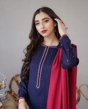 3 Pcs Women's Unstitched Embroidered Suit