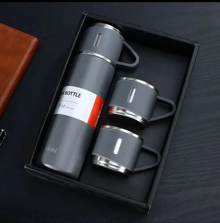4 Pcs Stainless Steel Vacuum Flask Set - Stylish and Durable Insulation